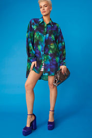 Blue Silk Blend Oversized Cleo Shirt-Tops-Buy Me Fur Ltd-S-M-Blue-Silk-Urbanheer