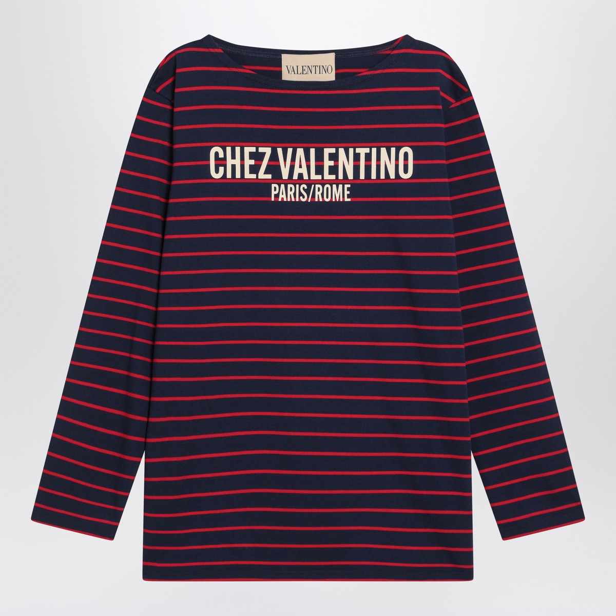 Blue T-shirt with red stripes by Valentino