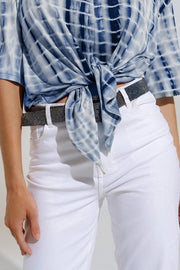 Blue Tie Dye Printed T-Shirt With Knot On The Front-T-Shirt-Q2-L-Urbanheer