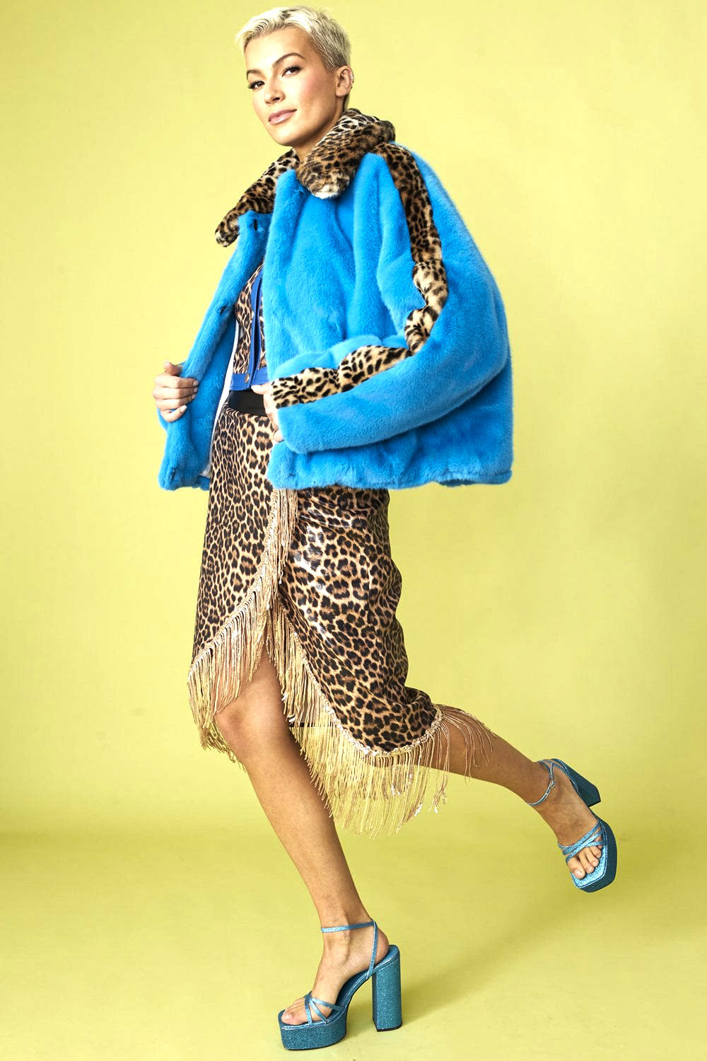 Blue and Leopard Print Faux Fur Coat-Faux Fur Jackets-Buy Me Fur Ltd-S-M-Blue-Faux Fur-Urbanheer