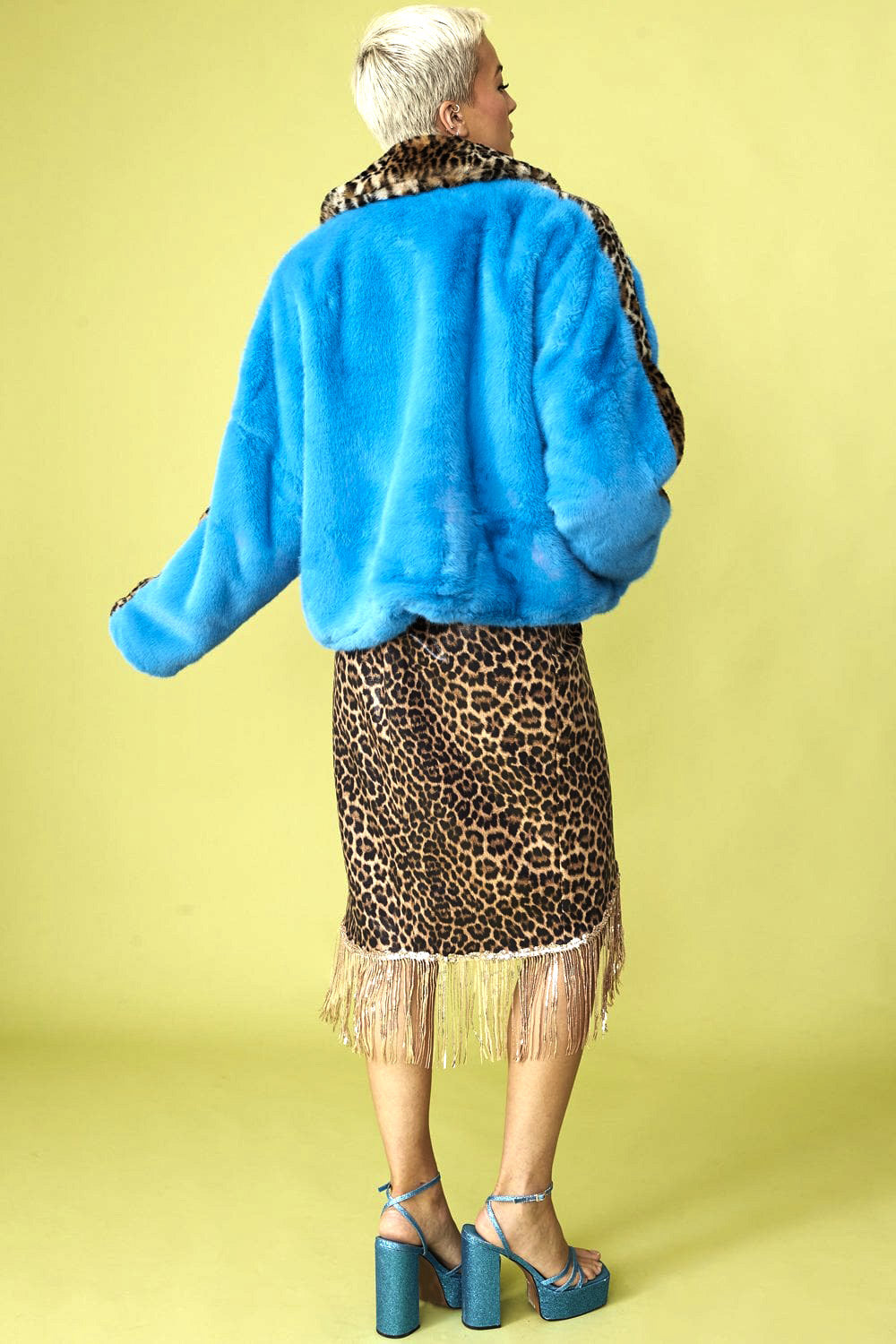 Blue and Leopard Print Faux Fur Coat-Faux Fur Jackets-Buy Me Fur Ltd-S-M-Blue-Faux Fur-Urbanheer
