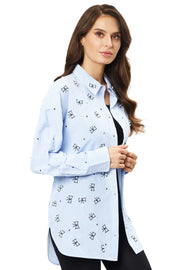 Blue and White Pinstripe Button-Up-Shirts-Adore-S-Urbanheer