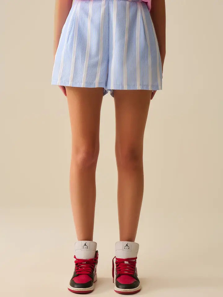 Blue and White Shorts with Side Pockets-Shorts-Q2-S-BLUE-Urbanheer