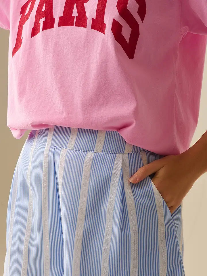 Blue and White Shorts with Side Pockets-Shorts-Q2-S-BLUE-Urbanheer