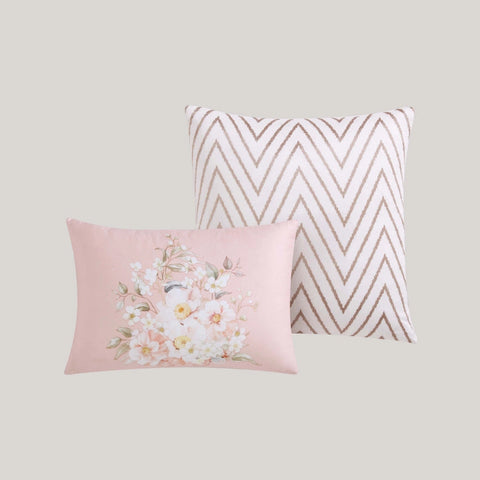 Blush Flowers 100% Cotton 5-Piece Reversible Comforter Set-Set-Bebejan-Queen-Urbanheer