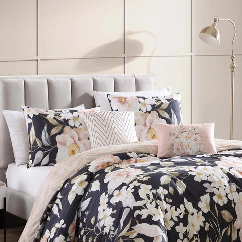 Blush Flowers 100% Cotton 5-Piece Reversible Comforter Set-Set-Bebejan-Queen-Urbanheer