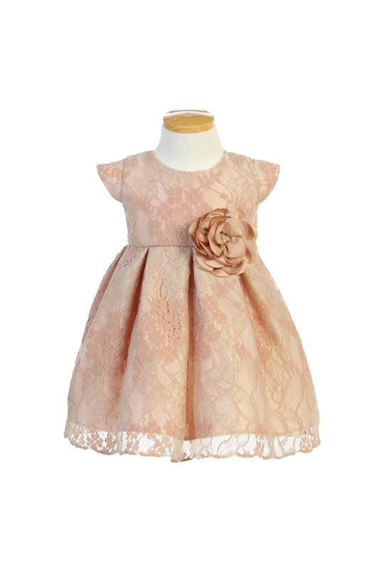 Blush & Sage Floral Vintage Lace with Flower Pin-Dress-Sweet Kids, Inc.-6M-Blush-Urbanheer