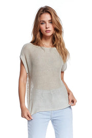 Boat Neck Ribbed Sweater With Cap Sleeves In Beige-Sweater-Q2-One Size-Beige-Urbanheer