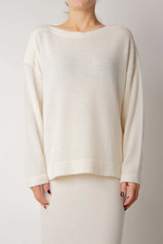 Boat Neck Sweater in Cashmere Blend Bianco Naturale-Sweater-LÈMME-S-Bianco Naturale-Urbanheer
