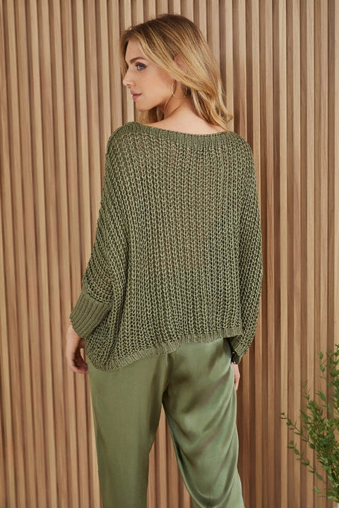 Boatneck Drop Shoulder Long Sleeve Sweater-Sweater-MILIO MILANO-OS-ARMYGREEN-Urbanheer