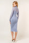 Bodycon Mock Neck Mesh Long Sleeve Midi DRESS CHAMBRAY-Dress-Fore Collection-S-CHAMBRAY-Urbanheer