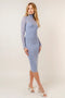 Bodycon Mock Neck Mesh Long Sleeve Midi DRESS CHAMBRAY-Dress-Fore Collection-S-CHAMBRAY-Urbanheer