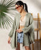 Boho Muslin Kimono Poncho Green-Kimono-Moa-L:29" inch-74cm W:39" inch-100cm-Green-Urbanheer