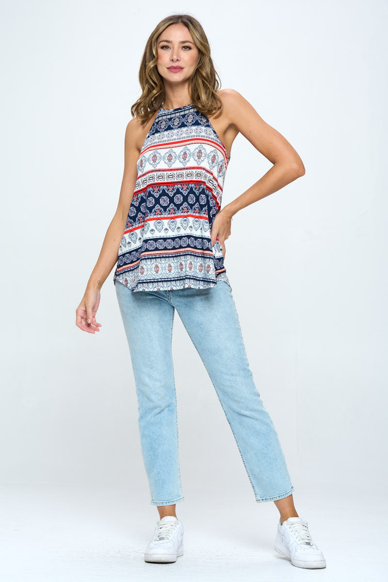 Boho Print Sleeveless Top-Tops-Reneecollection-Urbanheer