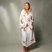 Boho Tiger Long Kaftan Kimono White Kimono Brown Tiger-Kimono-Moa-W: 33.5“inches (85cm) L: 47.2“inches (120cm)-White Kimono Brown Tiger-Urbanheer