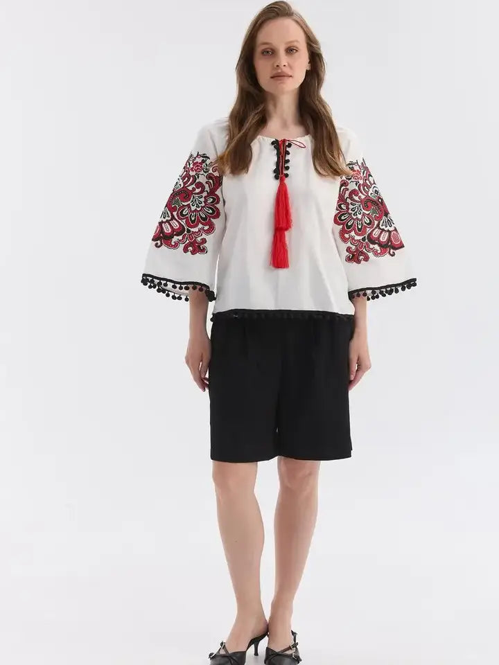 Boho Women's Embroidered Blouse Etnostyle-Blouse-Handmade Originals Ukraine-XS-Urbanheer