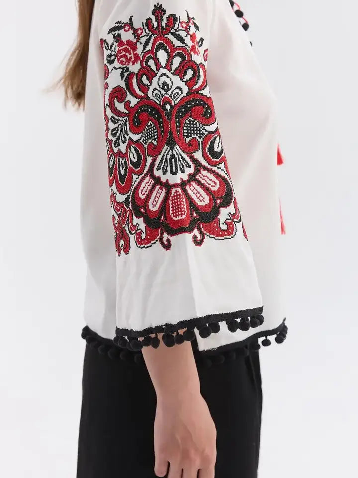 Boho Women's Embroidered Blouse Etnostyle-Blouse-Handmade Originals Ukraine-XS-Urbanheer