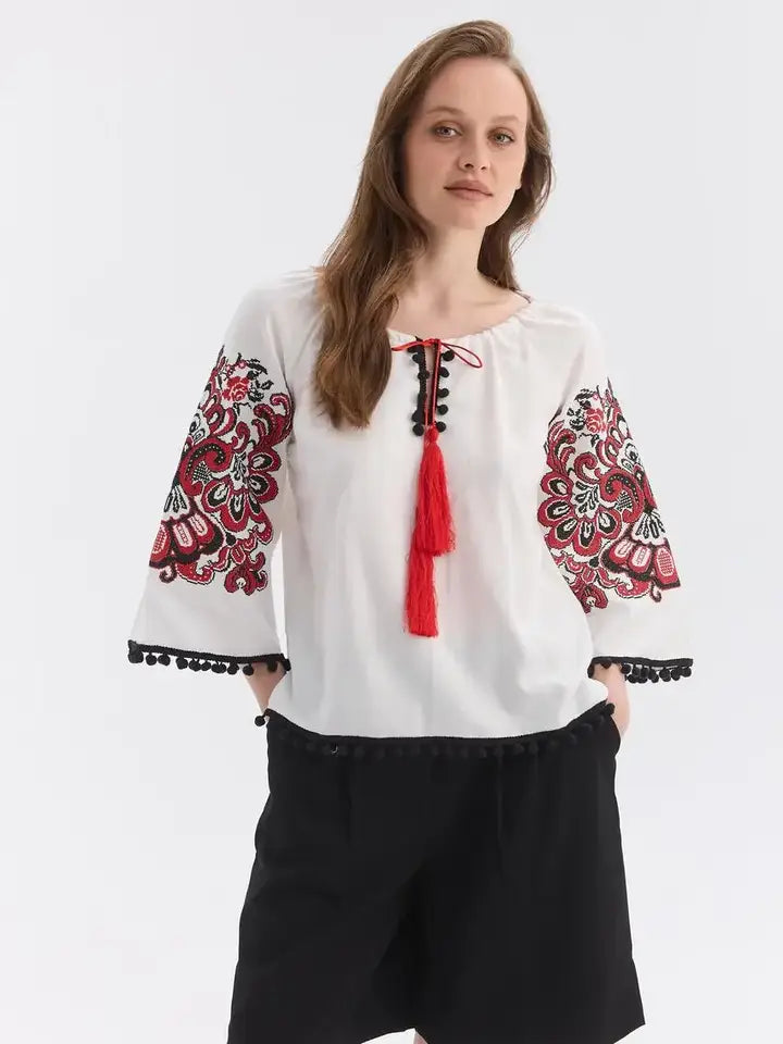Boho Women's Embroidered Blouse Etnostyle-Blouse-Handmade Originals Ukraine-XS-Urbanheer
