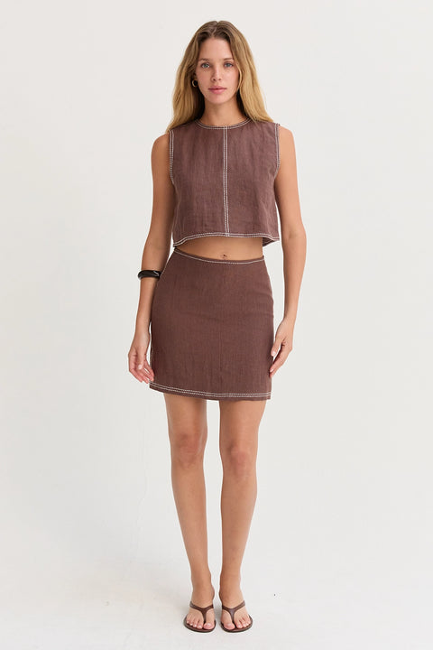 Bonez Contrast Stitch Mini Skirt