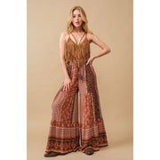 Border Block Tiered Palazzo Pants-Pants-Apolline-S-BROWN-Urbanheer