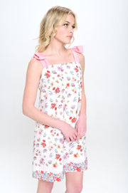 Border Print Floral Dress with Bow Detail-Dresses-Reneecollection-Urbanheer