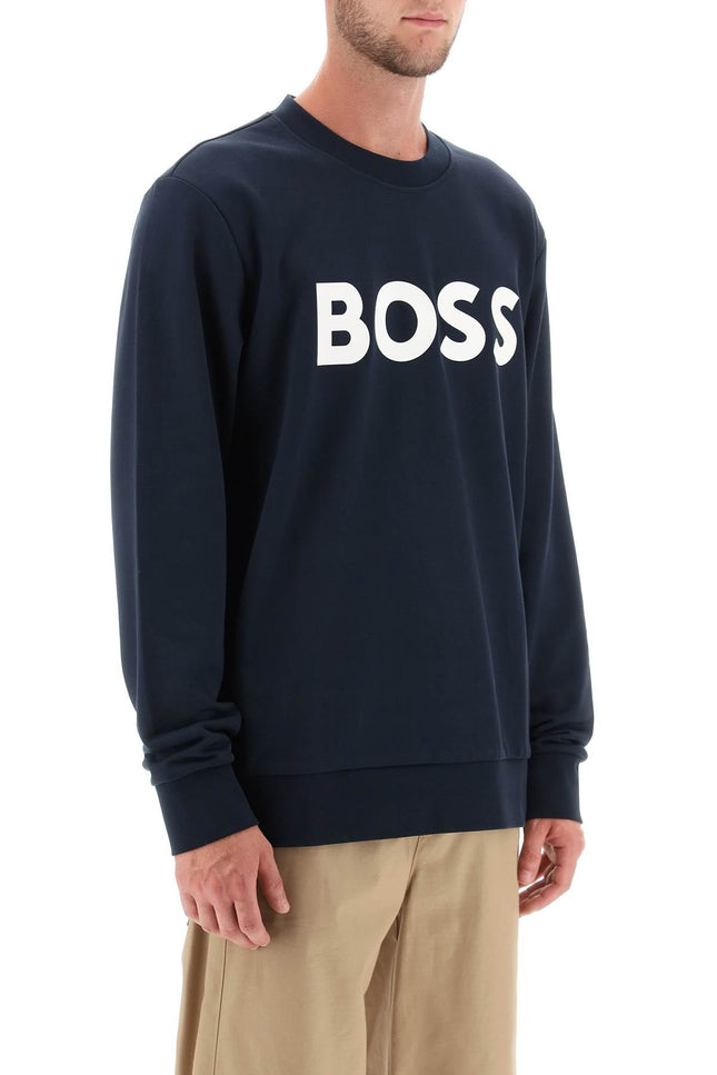 Boss logo print sweatshirt-men > clothing > t-shirts and sweatshirts > sweatshirts-Boss-s-Blue-Urbanheer