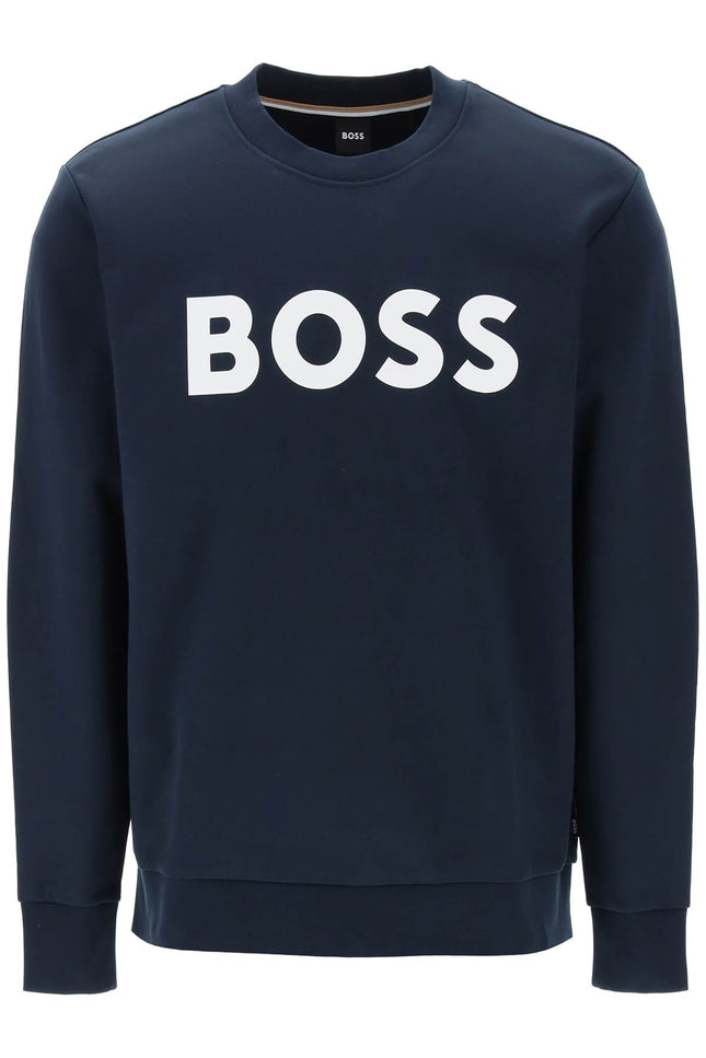 Boss logo print sweatshirt-men > clothing > t-shirts and sweatshirts > sweatshirts-Boss-s-Blue-Urbanheer