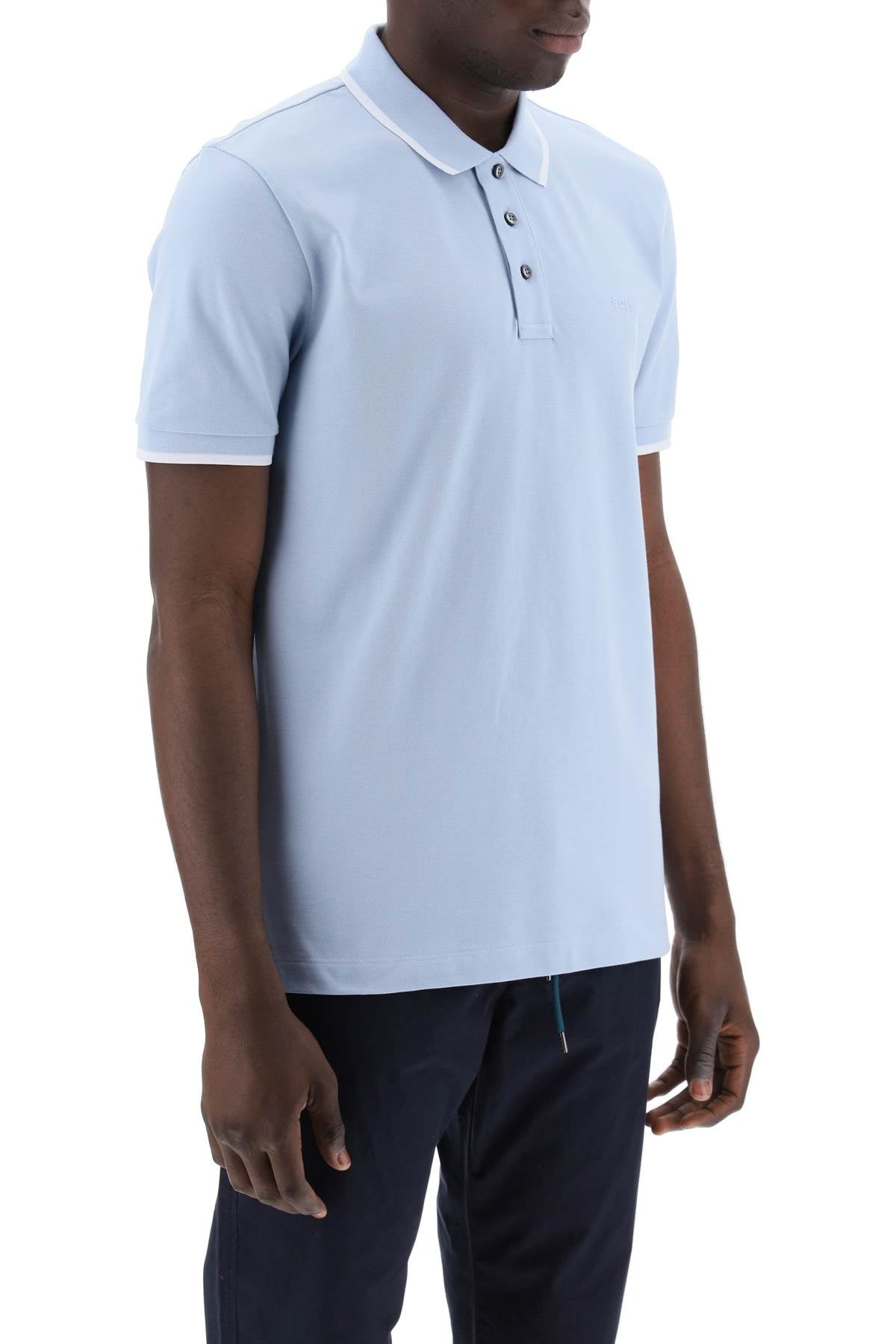 Boss Polo Shirt With Contrasting Edges Light Blue-Men Polo-Boss-S-Urbanheer