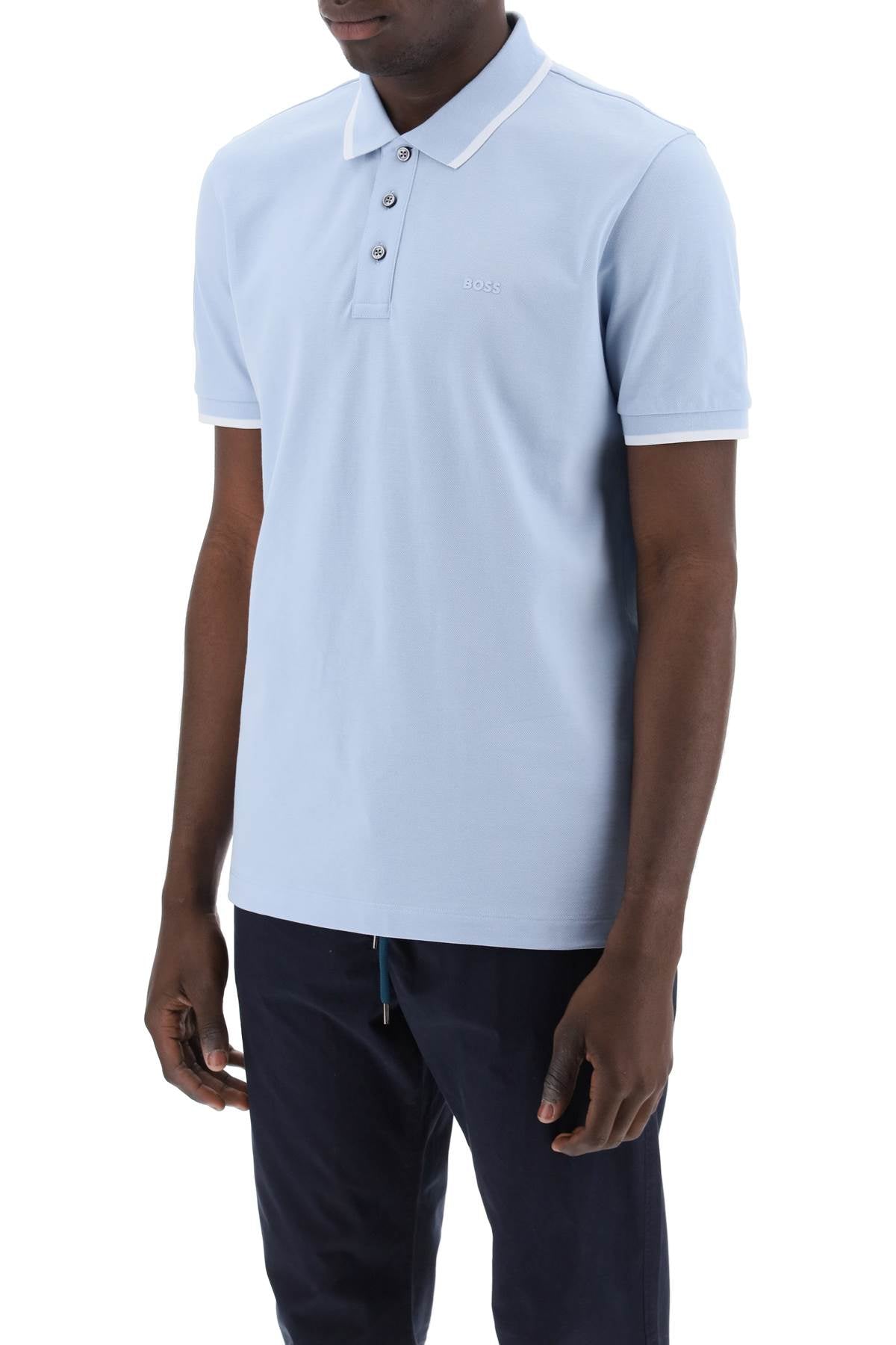 Boss Polo Shirt With Contrasting Edges Light Blue-Men Polo-Boss-S-Urbanheer