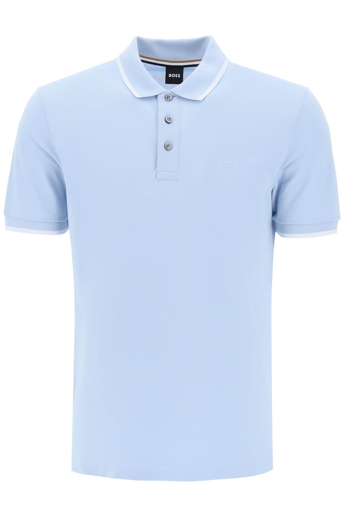 Boss Polo Shirt With Contrasting Edges Light Blue-Men Polo-Boss-S-Urbanheer