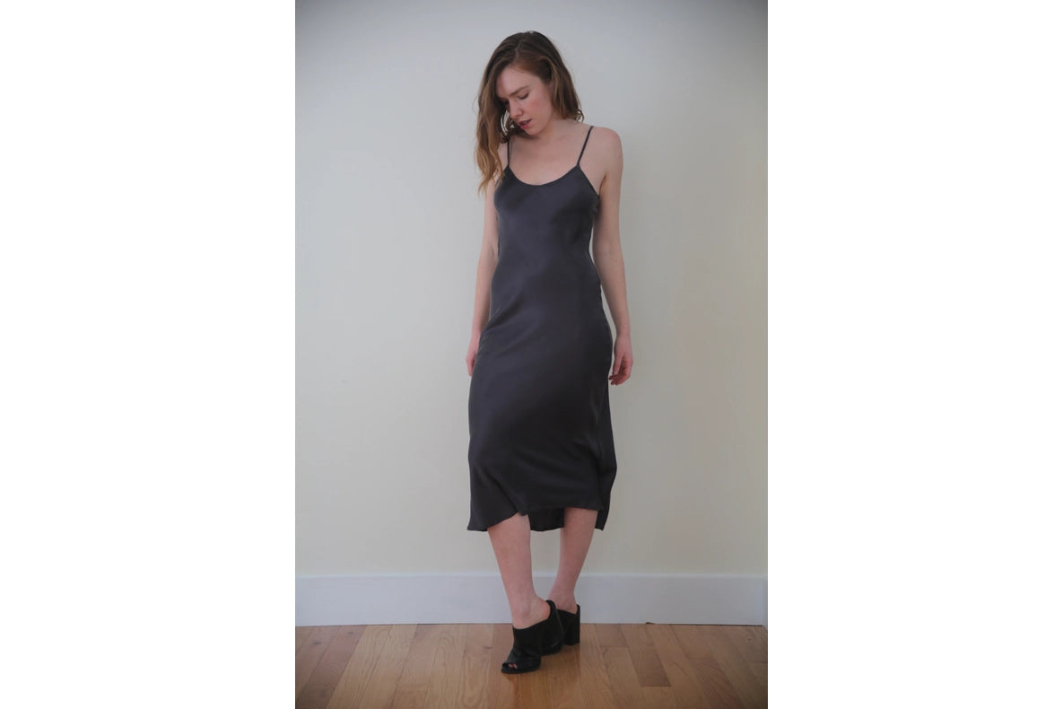 Botanical Dyed Mulberry Silk Slip Dress in Slate-Dress-Ocean Prairie-S-Slate-Urbanheer