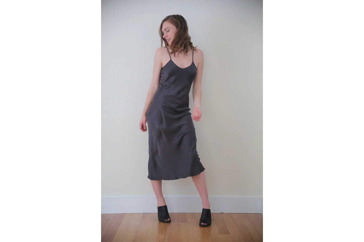 Botanical Dyed Mulberry Silk Slip Dress in Slate-Dress-Ocean Prairie-S-Slate-Urbanheer