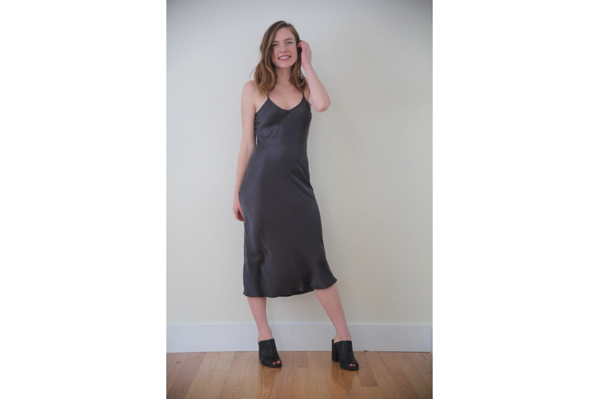 Botanical Dyed Mulberry Silk Slip Dress in Slate-Dress-Ocean Prairie-S-Slate-Urbanheer