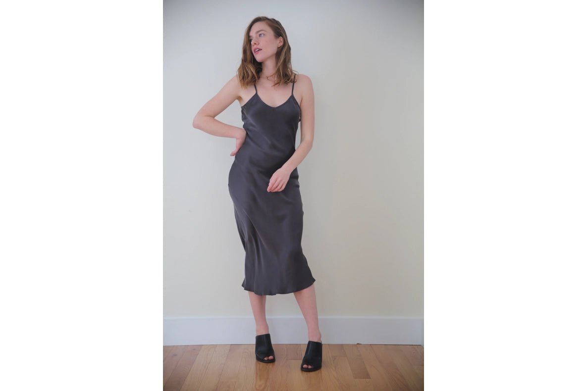 Botanical Dyed Mulberry Silk Slip Dress in Slate-Dress-Ocean Prairie-S-Slate-Urbanheer