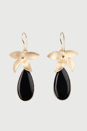 Botanical Teardrop Earrings Black-Earrings-SAACHI-Black-Urbanheer