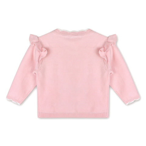 Bouquet Embroidered Pointelle Knit Baby Cardigan (Organic)-Cardigan-Viverano Organics-0-3M-Blush Pink-Urbanheer