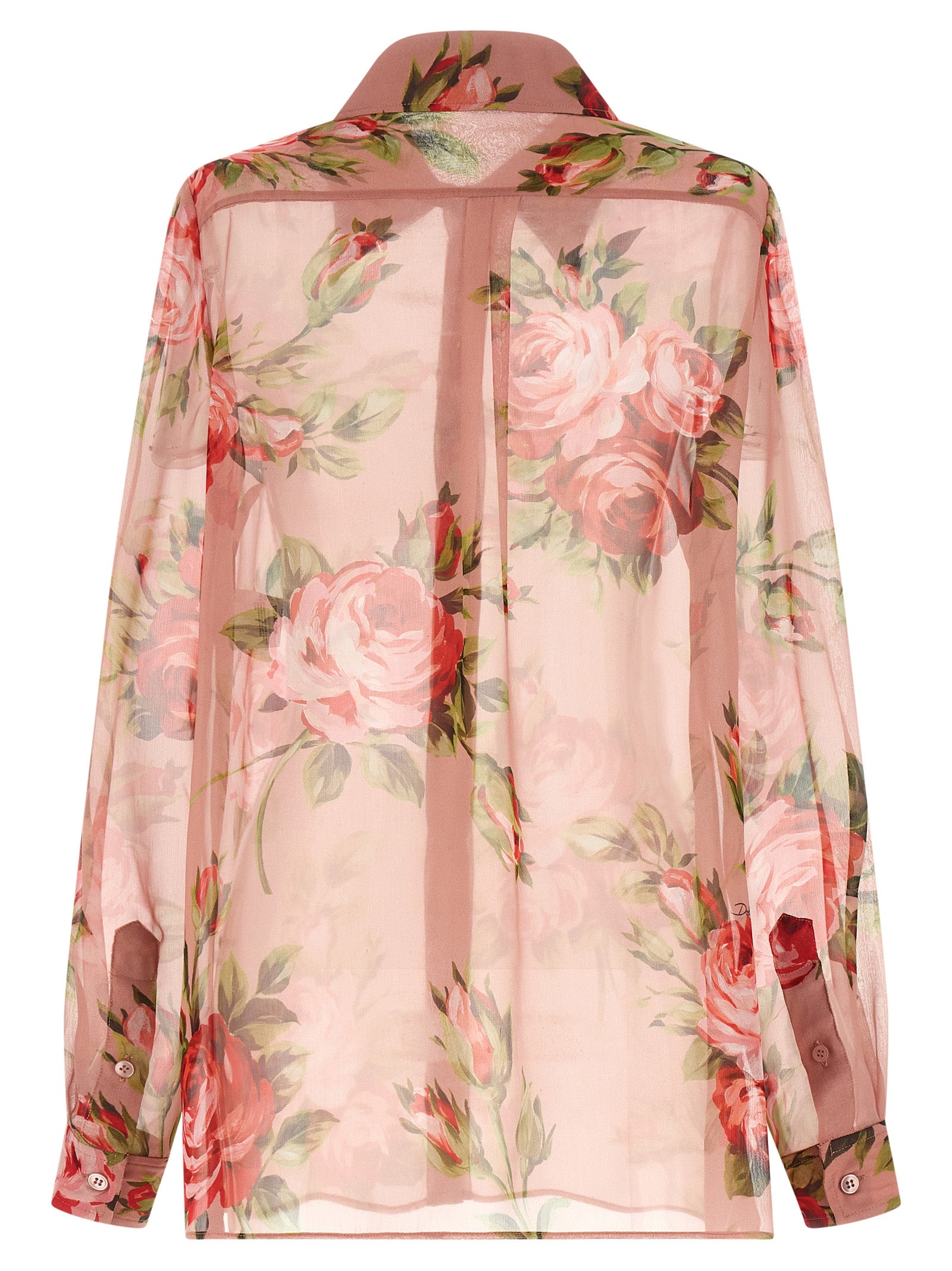 Bouquet Rose Silk Chiffon Shirt