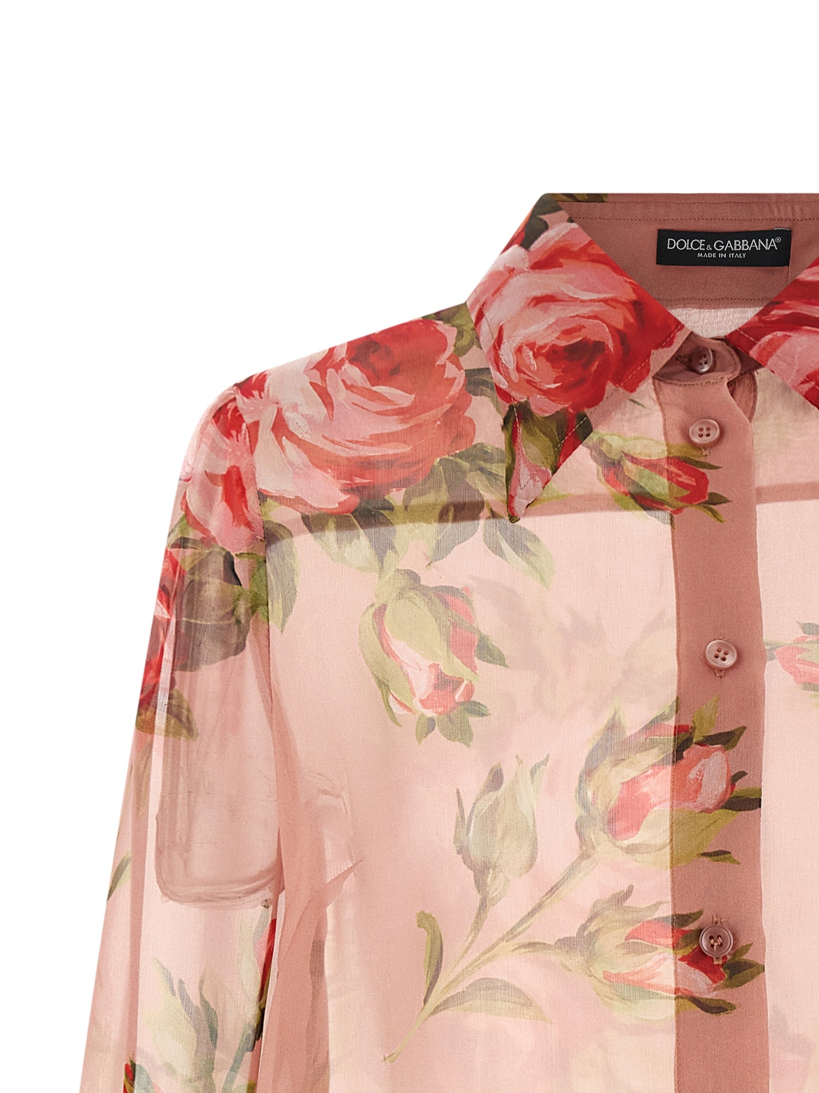 Bouquet Rose Silk Chiffon Shirt