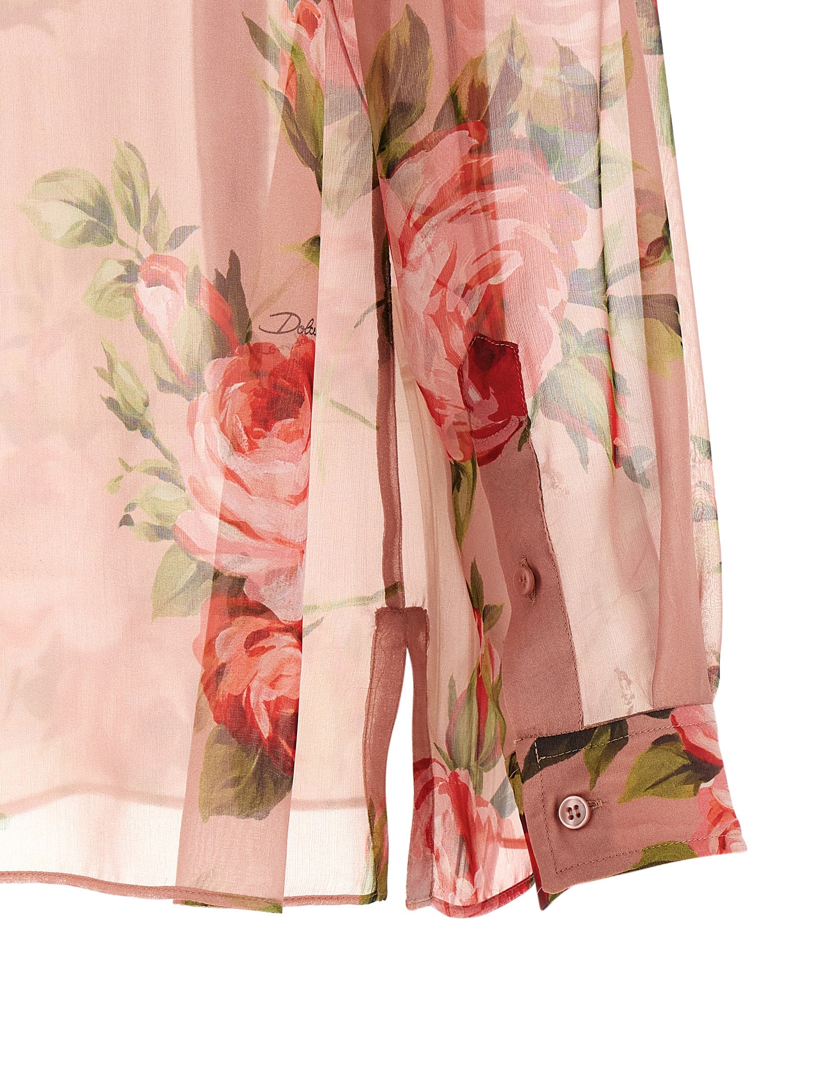 Bouquet Rose Silk Chiffon Shirt