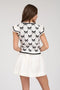 Bow Pattern Ruffle Sleeve Sweater Knit Top IVORY-TOP-Blu Pepper-S-IVORY-Urbanheer