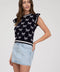 Bow Pattern Ruffle Sleeve Sweater Knit Top NAVY-TOP-Blu Pepper-S-NAVY-Urbanheer