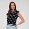 Bow Pattern Ruffle Sleeve Sweater Knit Top NAVY-TOP-Blu Pepper-S-NAVY-Urbanheer
