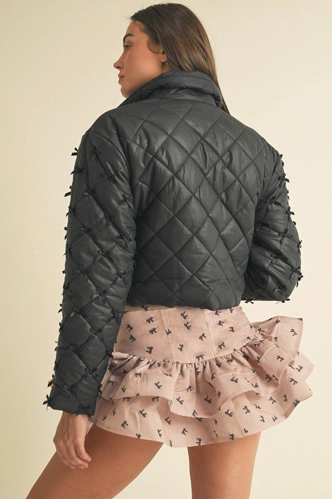 Bow Puffer Jacket-Puffer Jackets-Endless Blu-S-Beige-Urbanheer