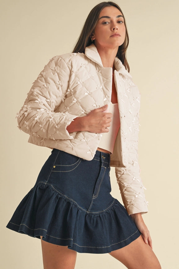 Bow Puffer Jacket-Puffer Jackets-Endless Blu-S-Beige-Urbanheer