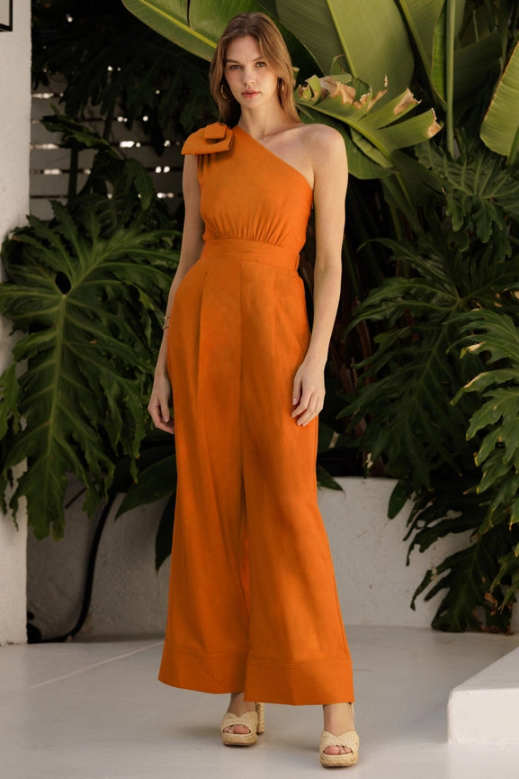 Bow Shoulder Wide Leg Jumpsuit RUST-Jumpsuit-Endless Blu-S-RUST-Urbanheer