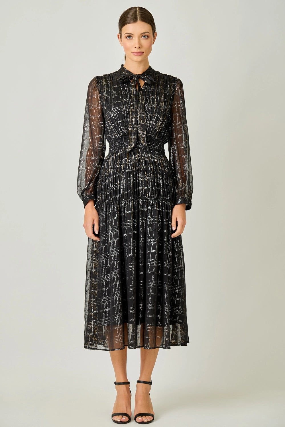 Bow Tie Chiffon Dress - Black / S Bow Tie Chiffon Dress - Black / S