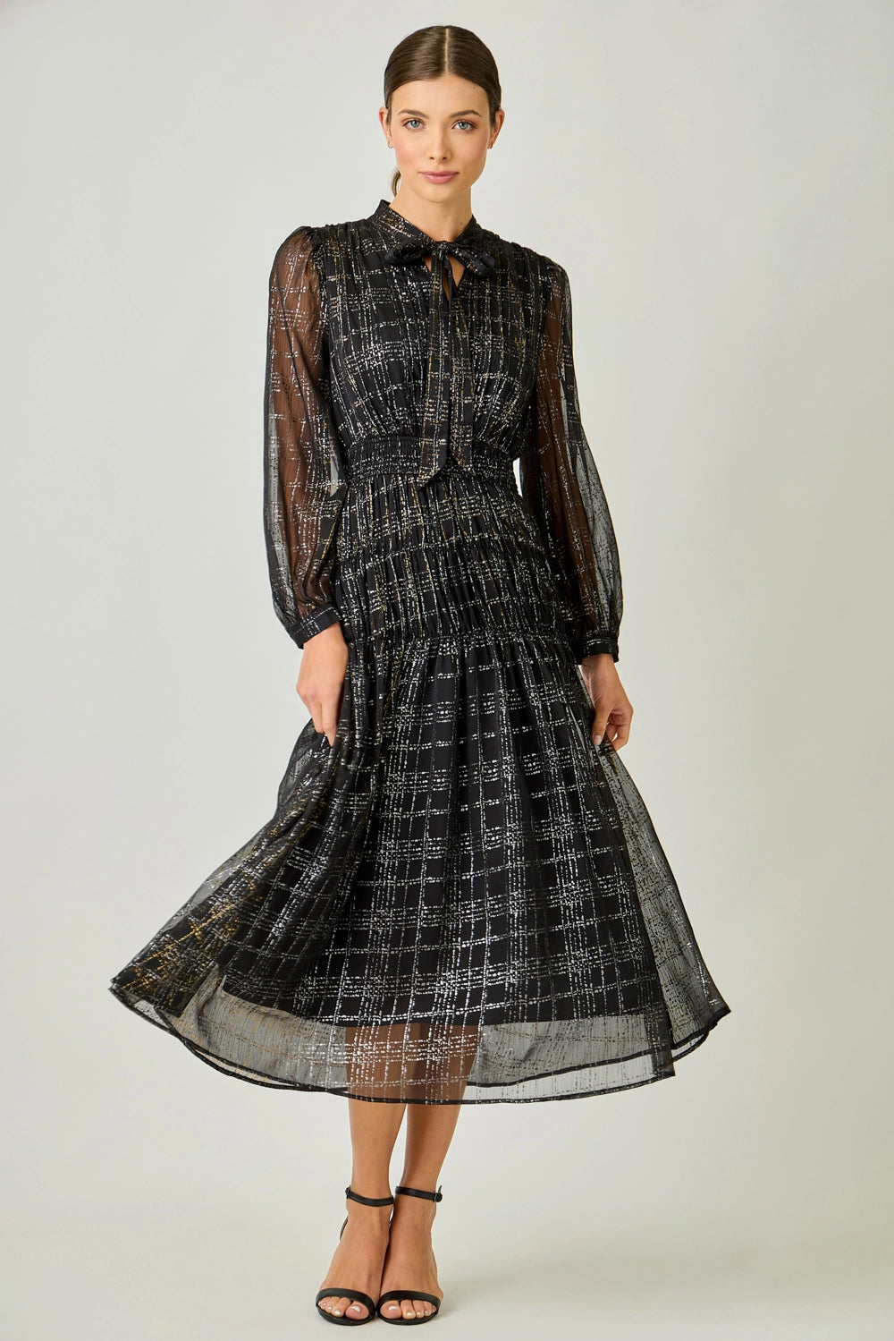 Bow Tie Chiffon Dress Black