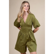 Box Pleat Waist Cropped Jumpsuit OLIVE-Jumpsuit-AZURA-S-OLIVE-Urbanheer