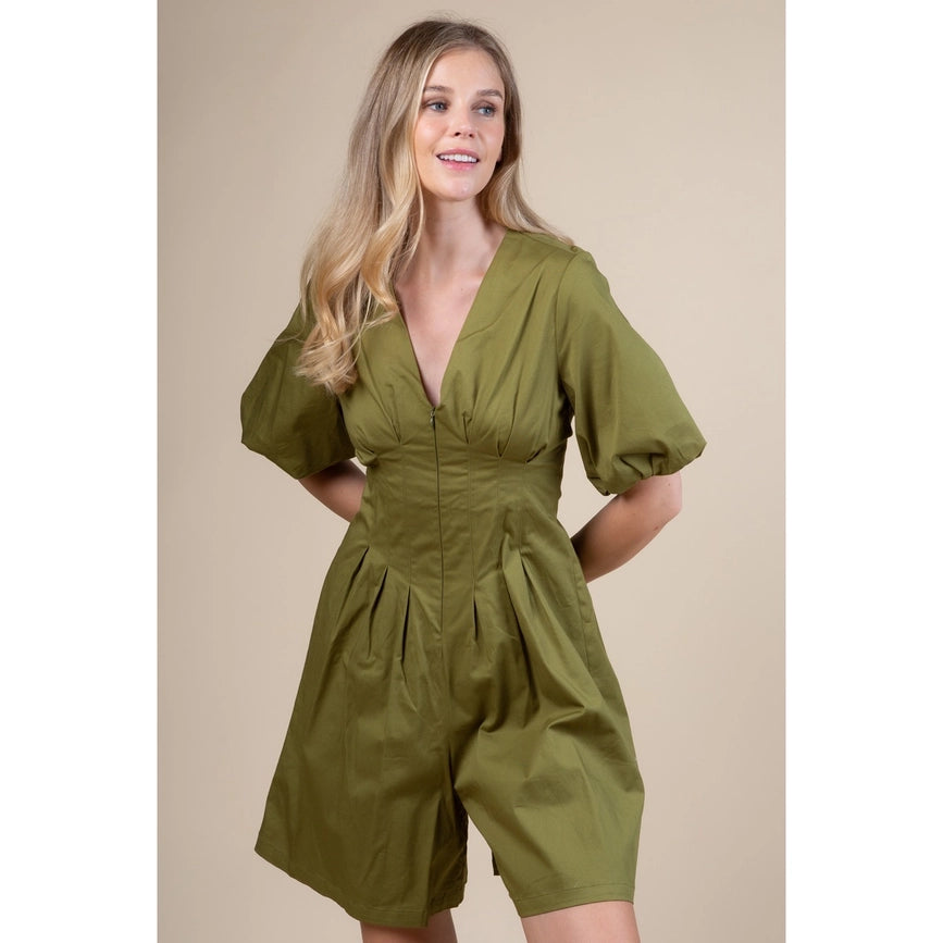 Box Pleat Waist Cropped Jumpsuit OLIVE-Jumpsuit-AZURA-S-OLIVE-Urbanheer
