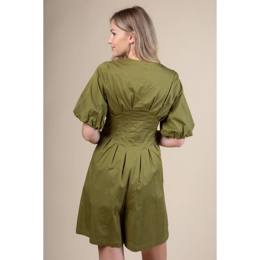 Box Pleat Waist Cropped Jumpsuit OLIVE-Jumpsuit-AZURA-S-OLIVE-Urbanheer